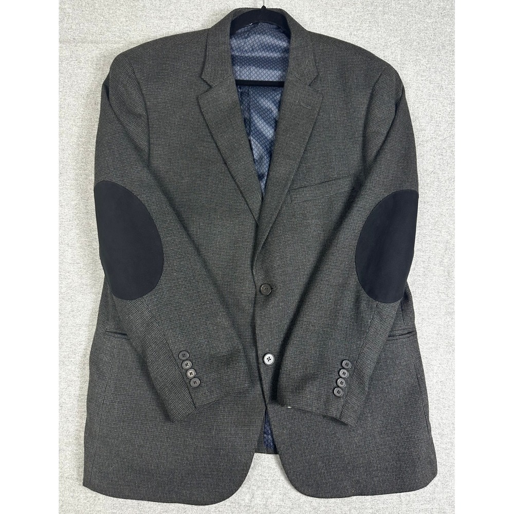 Greg Norman x Tasso Elba Blazer Mens 44R Grey Elbow Patches Sport Coat